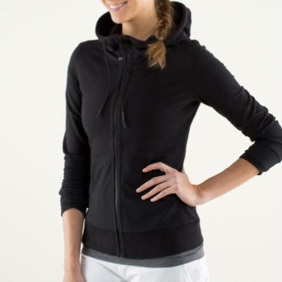 Lululemon Voyage Hoodie Stretch French Terry Yoga Boardshort Fabric Black 8 - Picture 1 of 11